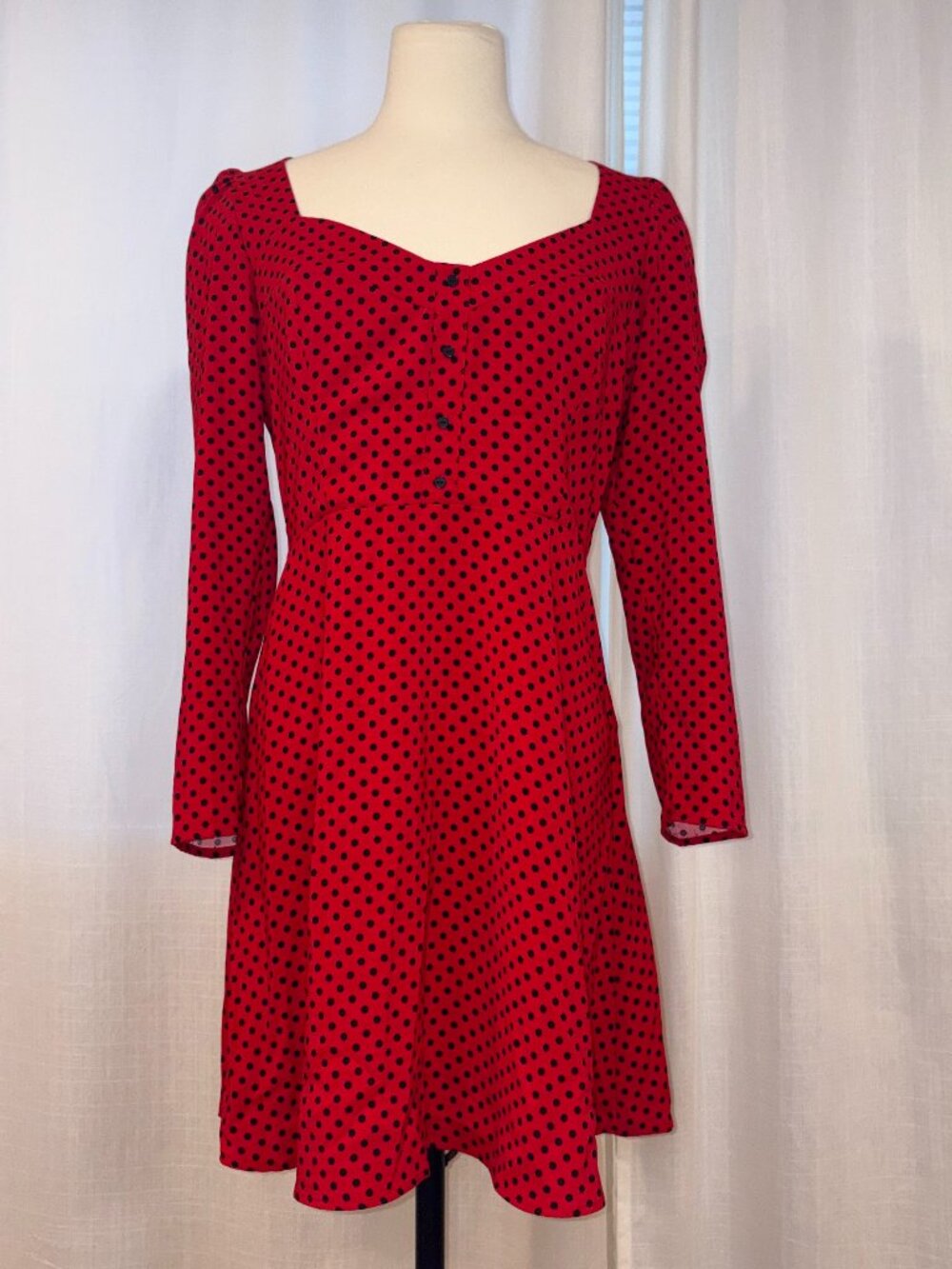 ZARA Sweetheart Neckline Swing Dress, Puffy Shoulder